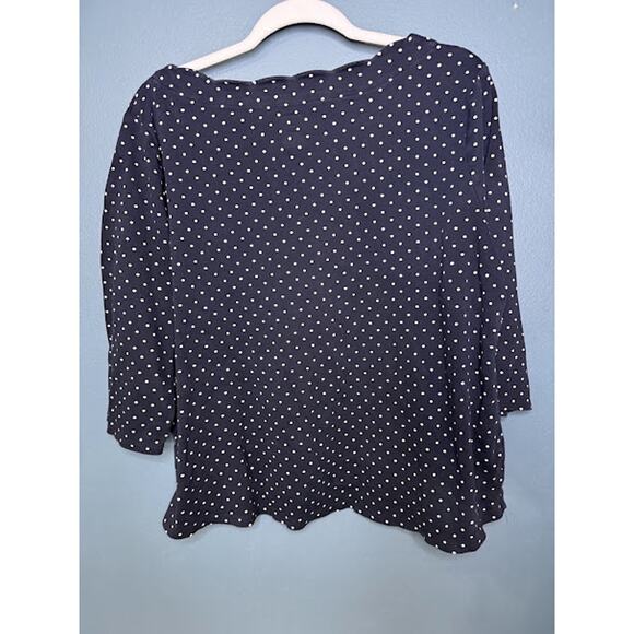 Croft & Barrow 3/4 Sleeve Shirt Women's Size XXL Scalloped Neckline Polka Dot - Picture 2 of 6